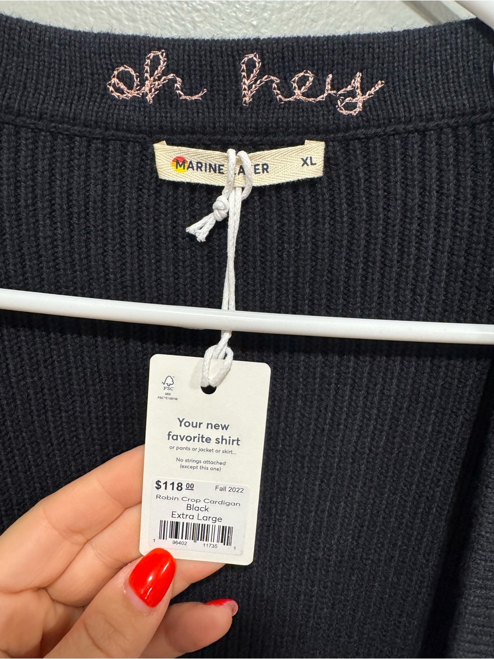NWT Marine Layer Robin Crop Cardigan in Black Size XL - Picture 6 of 6